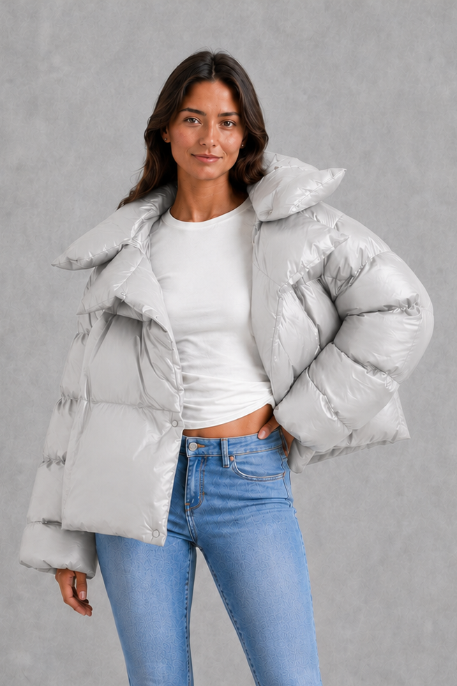 Women’s Oversized Double Layer Puffer Jacket – Weather-Resistant Winter Coat