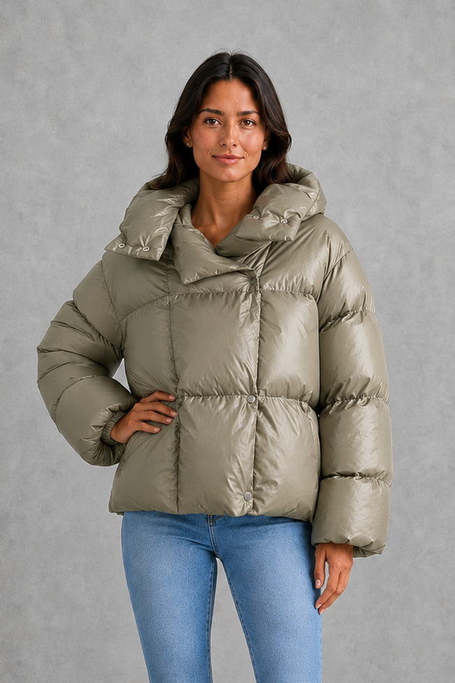 Women’s Oversized Double Layer Puffer Jacket – Weather-Resistant Winter Coat