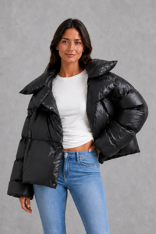 Women’s Oversized Double Layer Puffer Jacket – Weather-Resistant Winter Coat