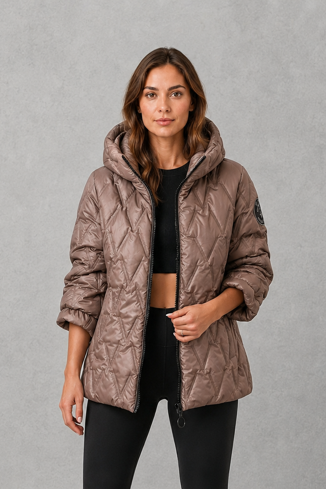 Women’s Quilted Puffer Jacket – High Neck Padded Winter Coat