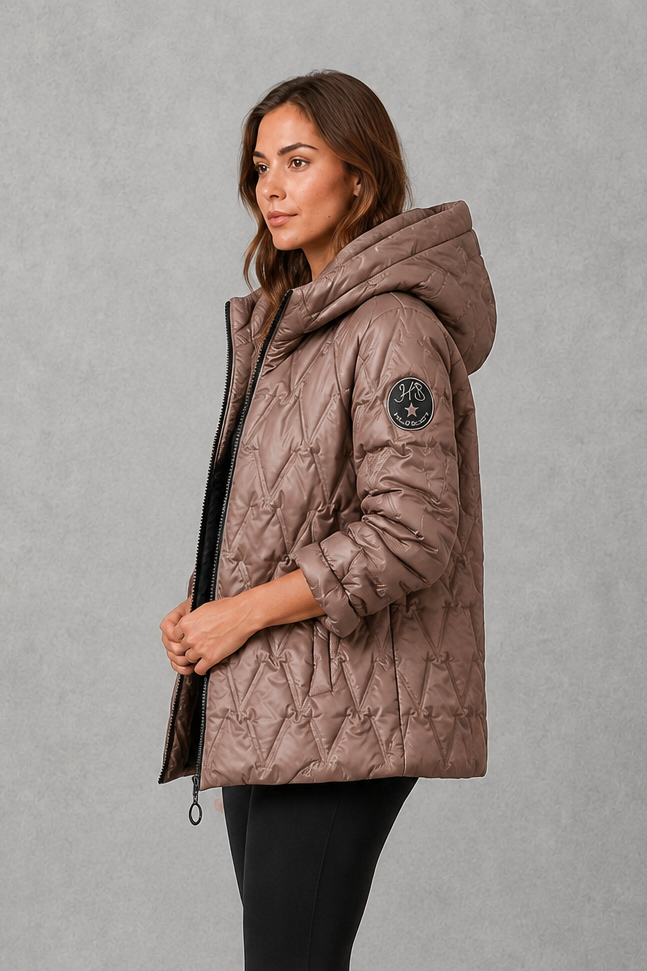 Women’s Quilted Puffer Jacket – High Neck Padded Winter Coat