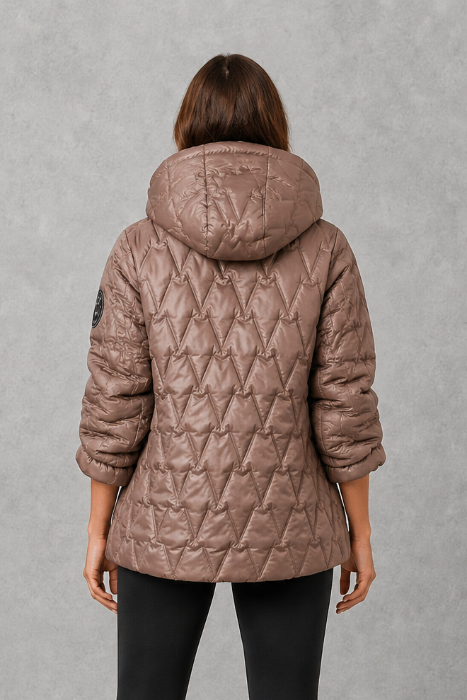 Women’s Quilted Puffer Jacket – High Neck Padded Winter Coat