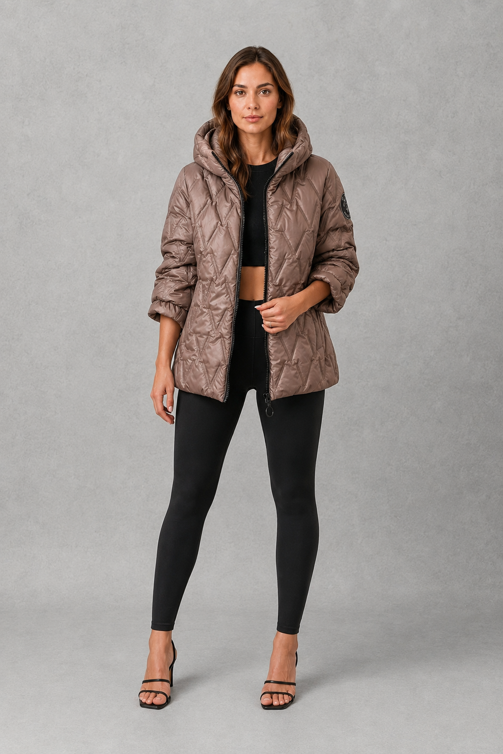 Women’s Quilted Puffer Jacket – High Neck Padded Winter Coat