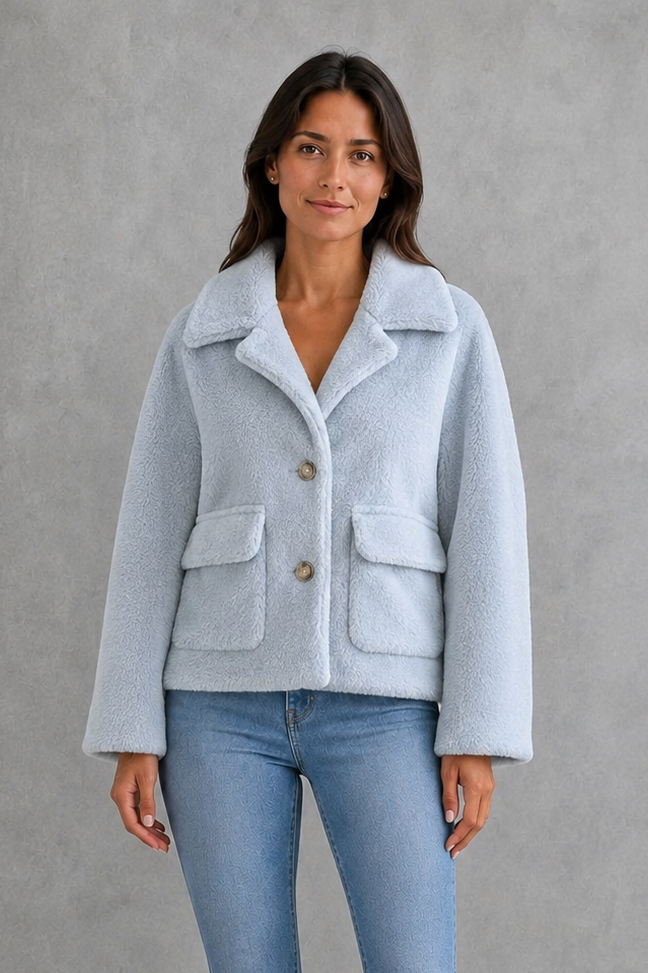 Women’s Relaxed Lapel Jacket – Cosy Oversized Winter Coat