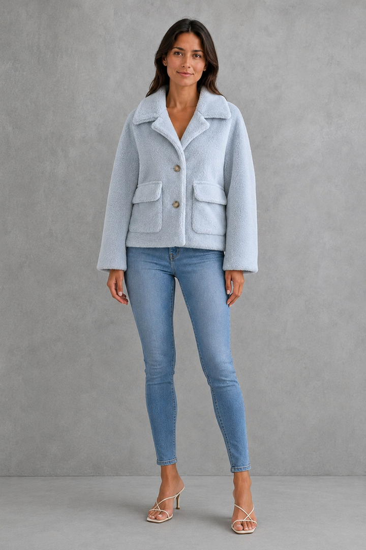 Women’s Relaxed Lapel Jacket – Cosy Oversized Winter Coat