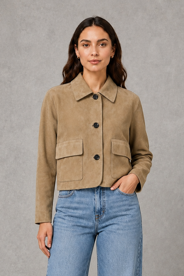 Women’s Tailored Collared Jacket – Button Front Long Sleeve Coat