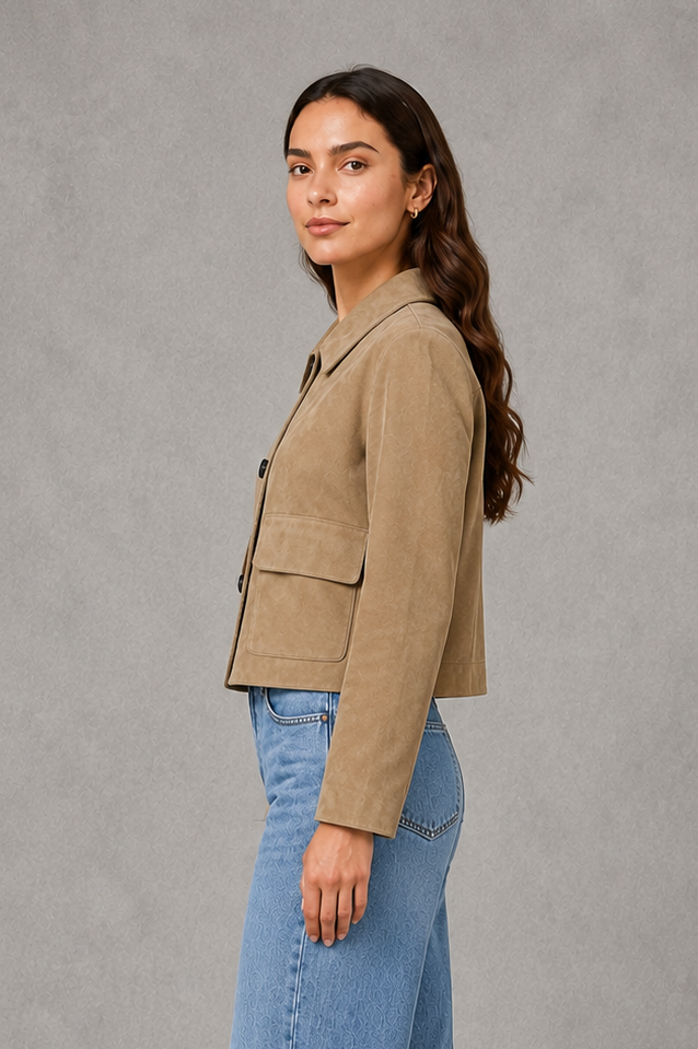 Women’s Tailored Collared Jacket – Button Front Long Sleeve Coat