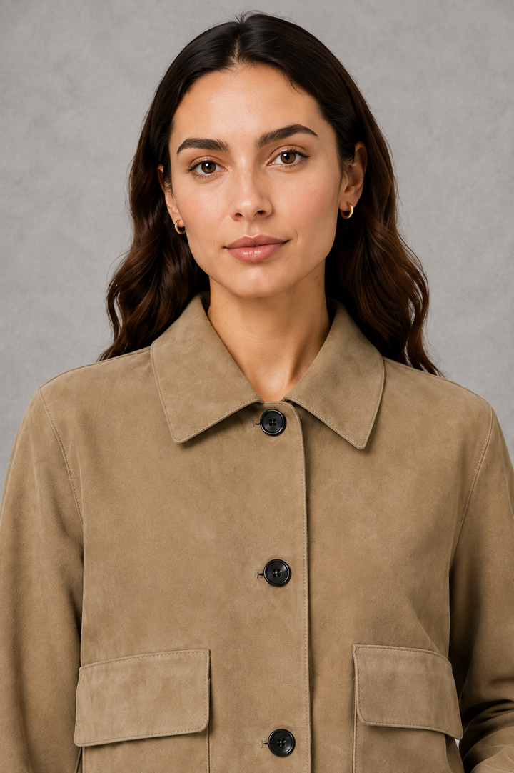 Women’s Tailored Collared Jacket – Button Front Long Sleeve Coat