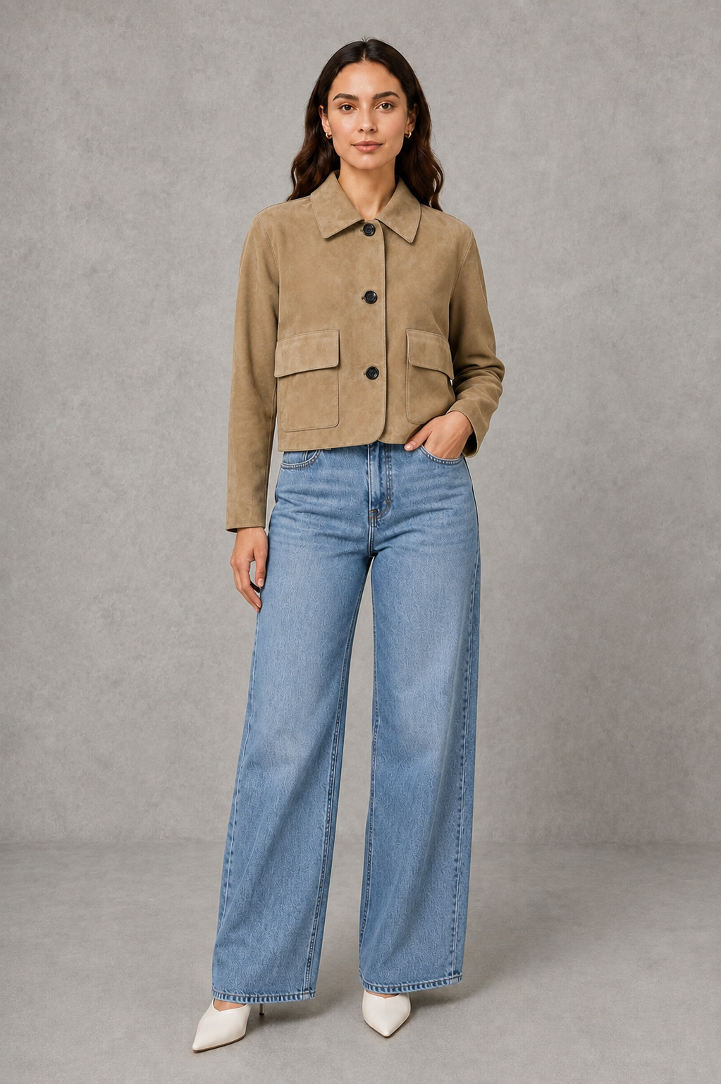 Women’s Tailored Collared Jacket – Button Front Long Sleeve Coat
