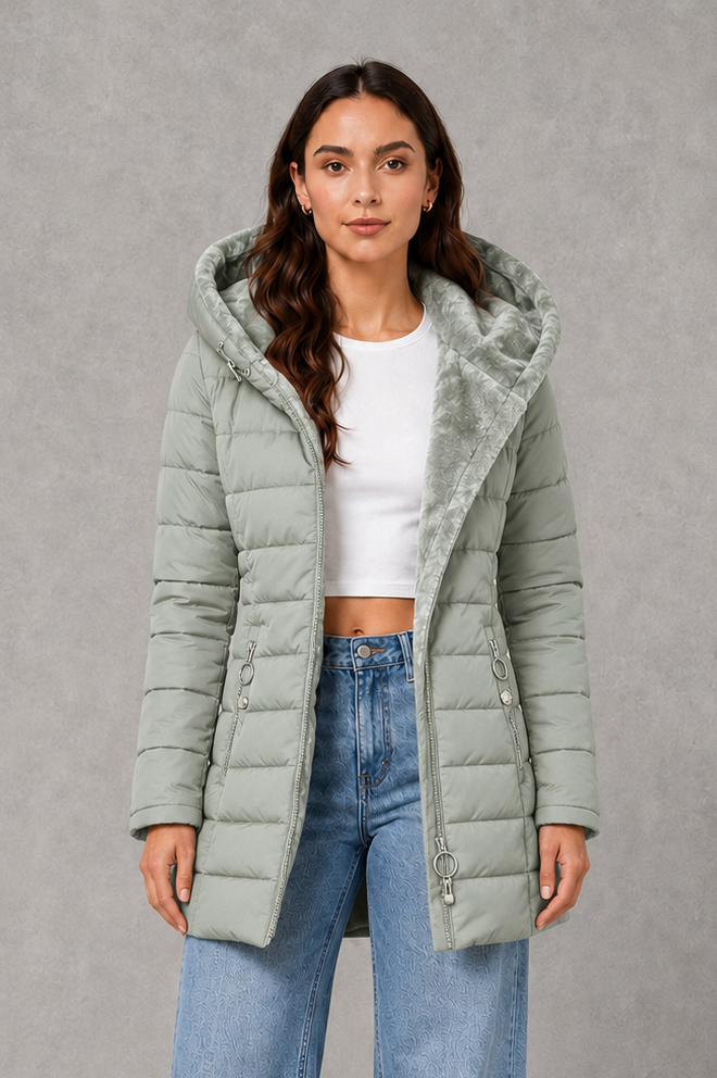 Women’s Hooded Winter Coat – Plush Lined Elegant Long Jacket