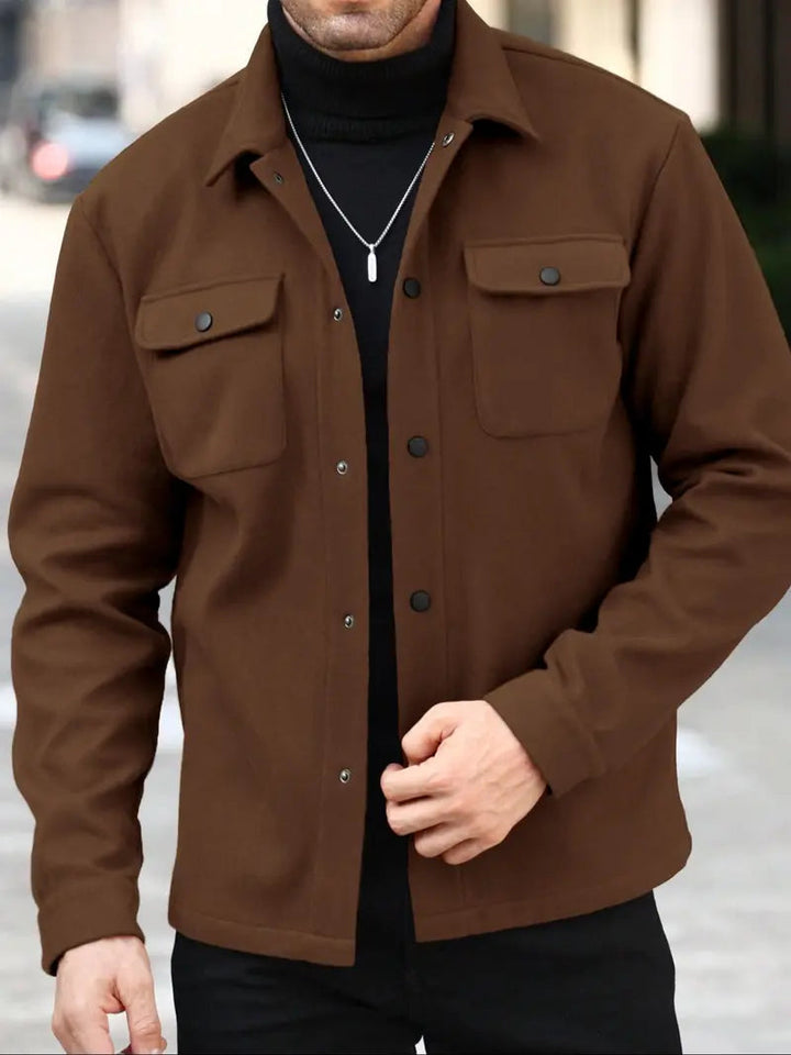 Men’s Casual Overshirt Button Up Jacket Pocket Streetwear Style