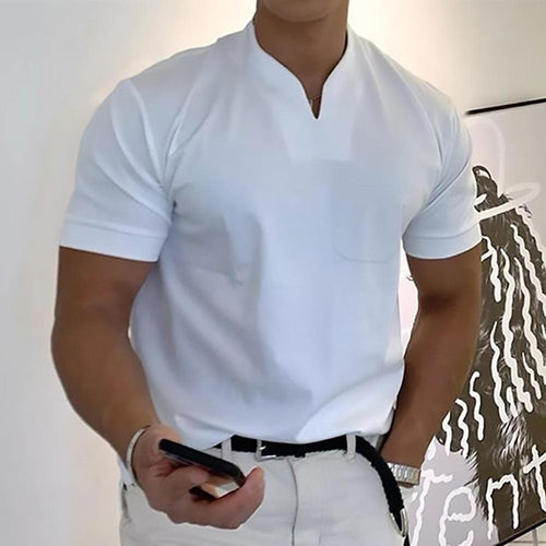 Men’s Short Sleeve Casual Shirt Stand Collar Summer Everyday Top
