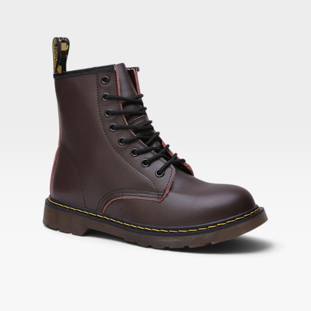 Women's Leather Combat Boots – Classic Lace Up Ankle Boots