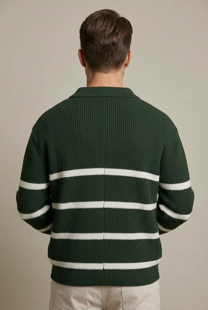 Men's Striped Quarter Zip Sweater