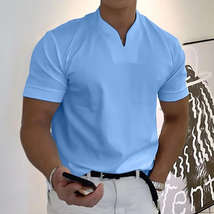 Men’s Short Sleeve Casual Shirt Stand Collar Summer Everyday Top