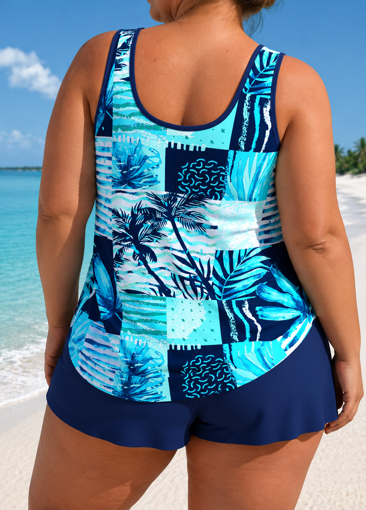 Berenice | Relaxed Leaf-Print Tankini Set