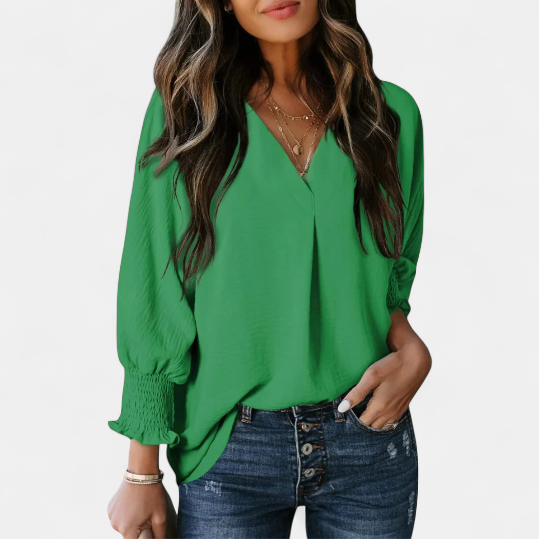 LEILA | Women's V-Neck Blouse Business Casual Top