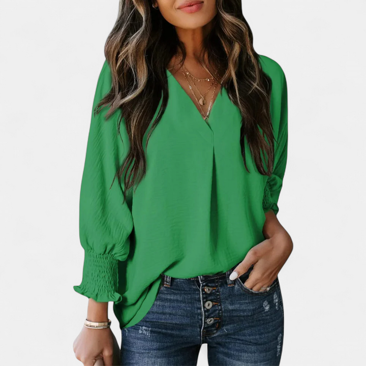 LEILA | Women's V-Neck Blouse Business Casual Top