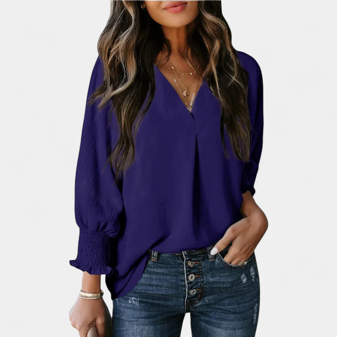 LEILA | Women's V-Neck Blouse Business Casual Top