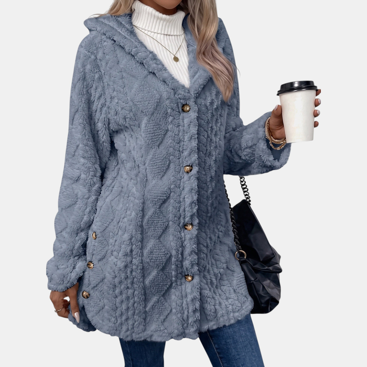 Women's Button Oversized Cardigan, Teddy Fleece Long Sleeves