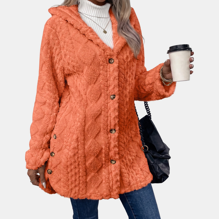 Women's Button Oversized Cardigan, Teddy Fleece Long Sleeves