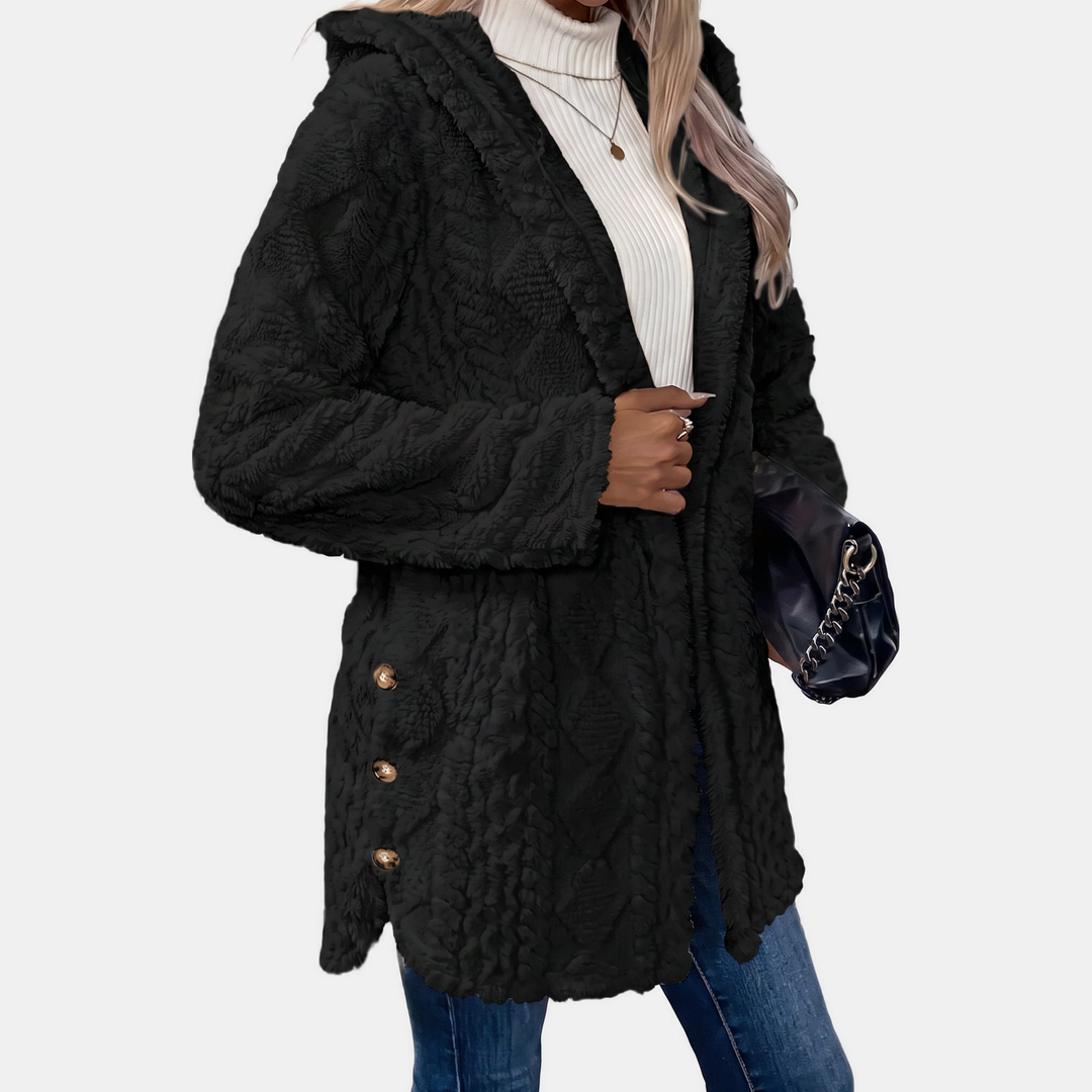 Women's Button Oversized Cardigan, Teddy Fleece Long Sleeves