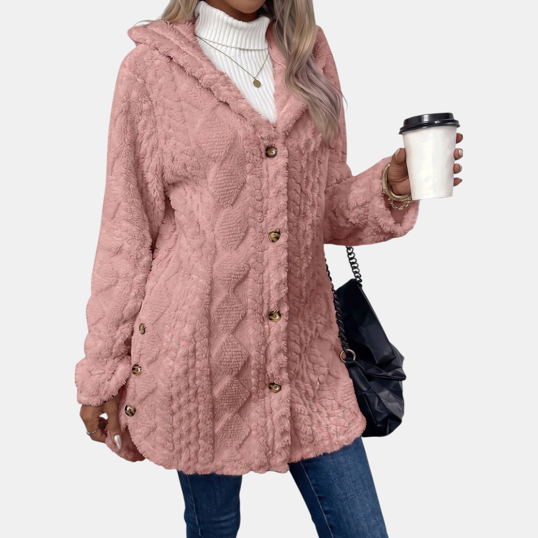 Women's Button Oversized Cardigan, Teddy Fleece Long Sleeves