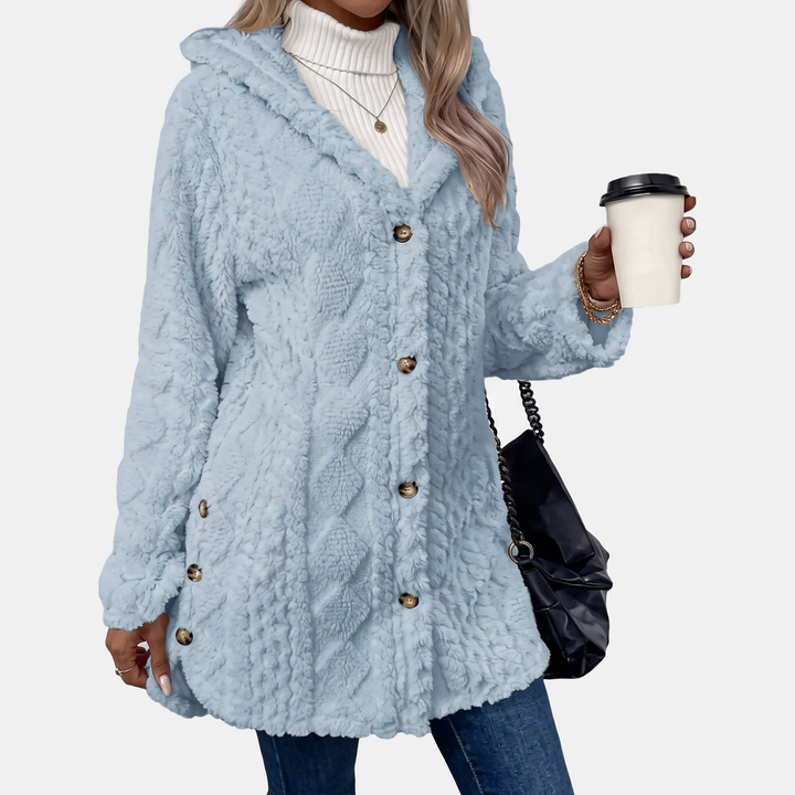 Women's Button Oversized Cardigan, Teddy Fleece Long Sleeves