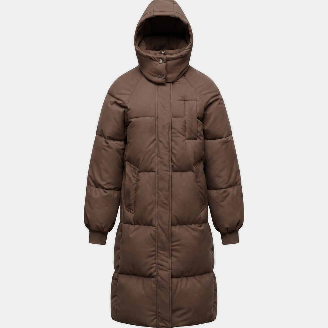 Women's Quilted Puffer Jacket, Snap Buttons Hooded Collar