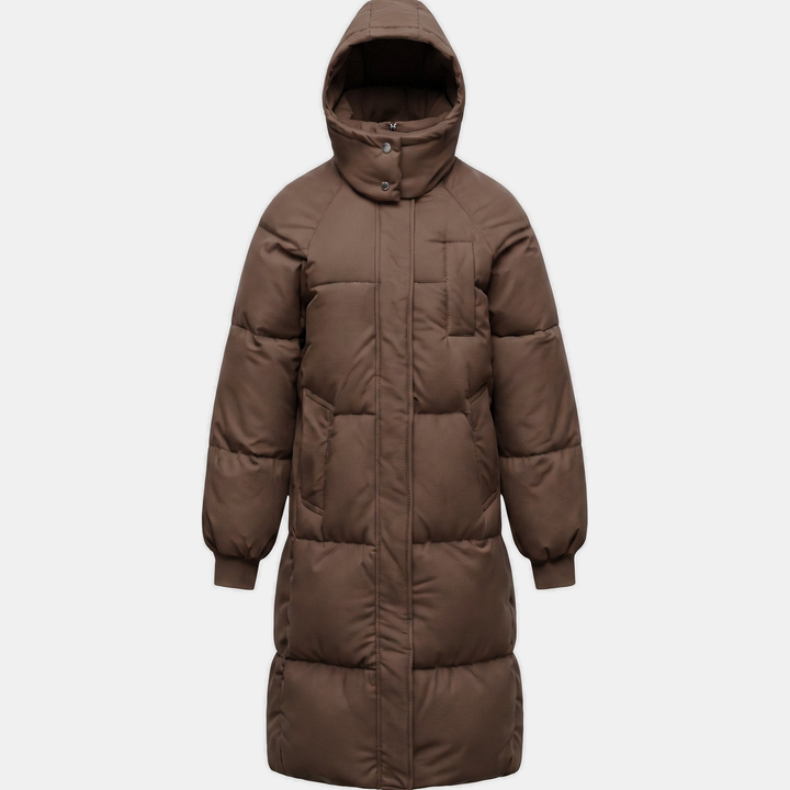 Women's Quilted Puffer Jacket, Snap Buttons Hooded Collar