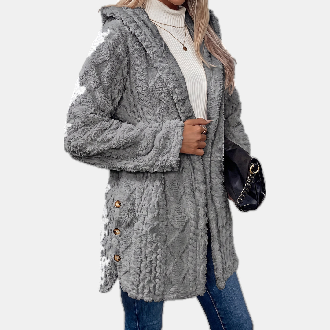 Women's Button Oversized Cardigan, Teddy Fleece Long Sleeves