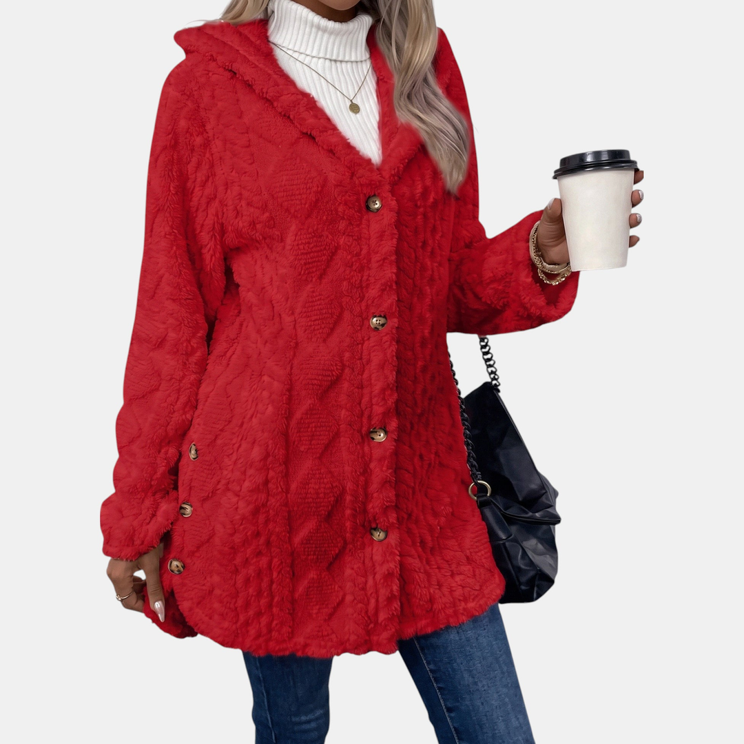 Women's Button Oversized Cardigan, Teddy Fleece Long Sleeves