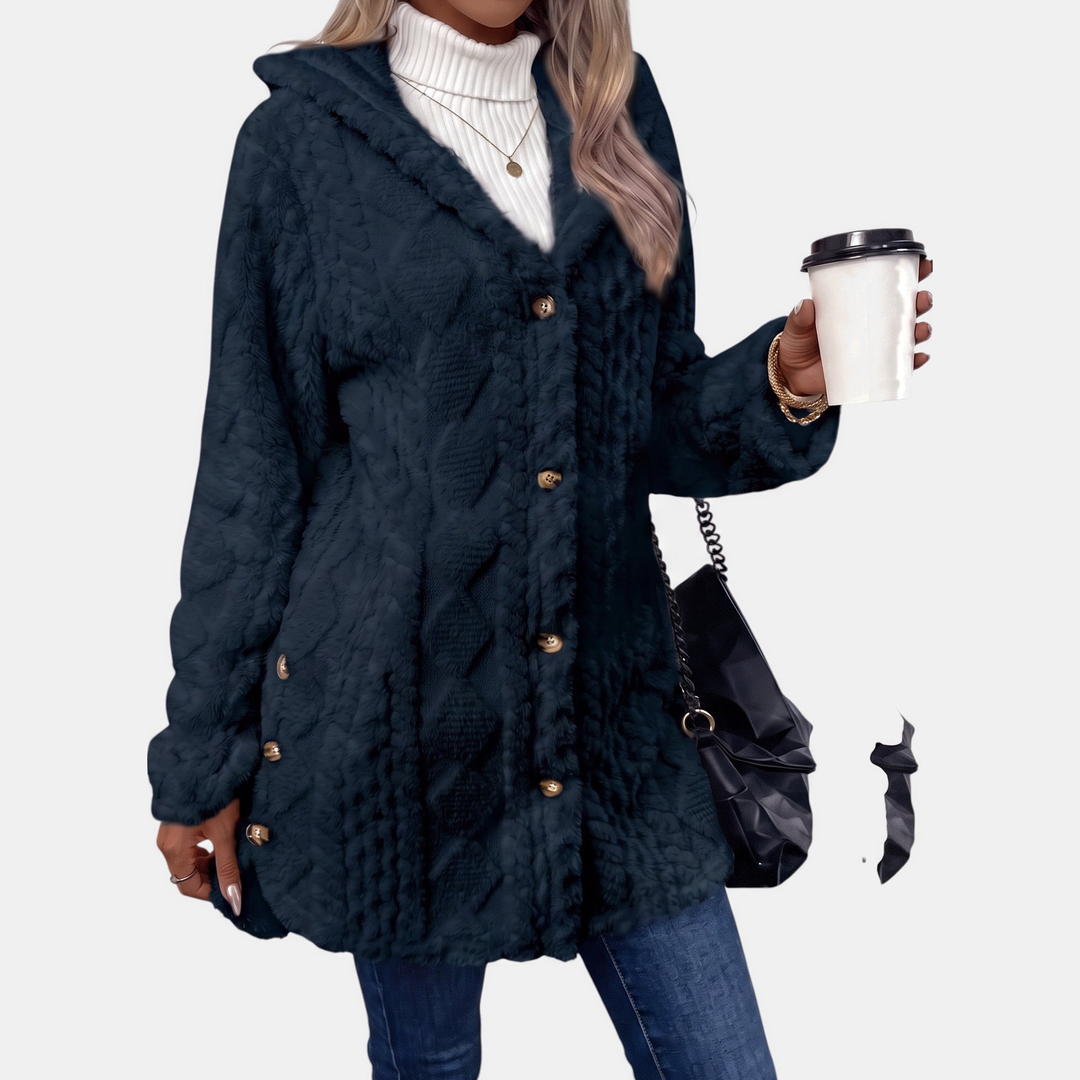 Women's Button Oversized Cardigan, Teddy Fleece Long Sleeves