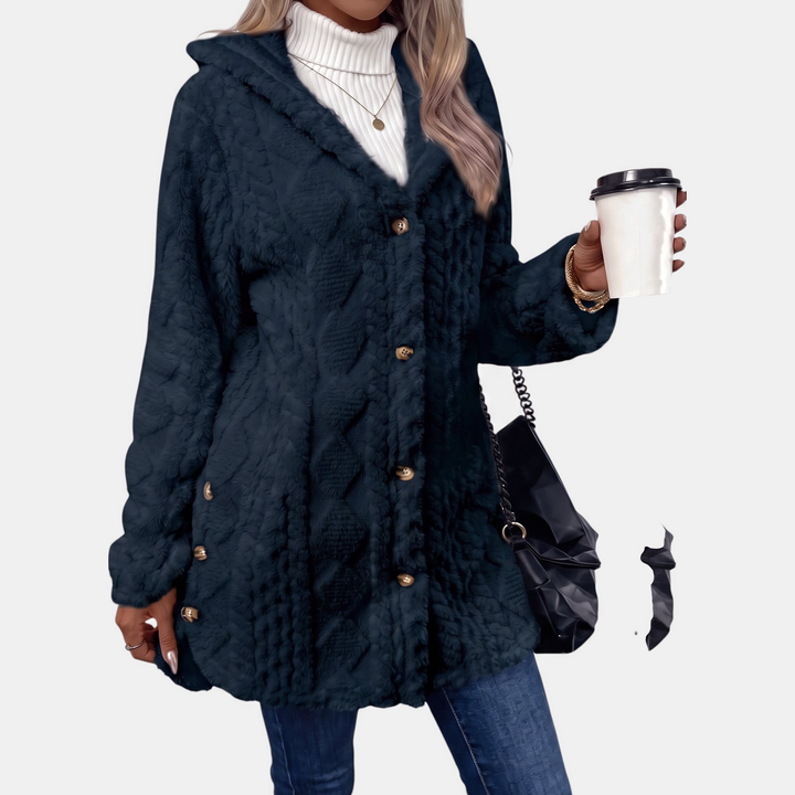 Women's Button Oversized Cardigan, Teddy Fleece Long Sleeves