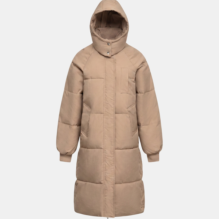 Women's Quilted Puffer Jacket, Snap Buttons Hooded Collar