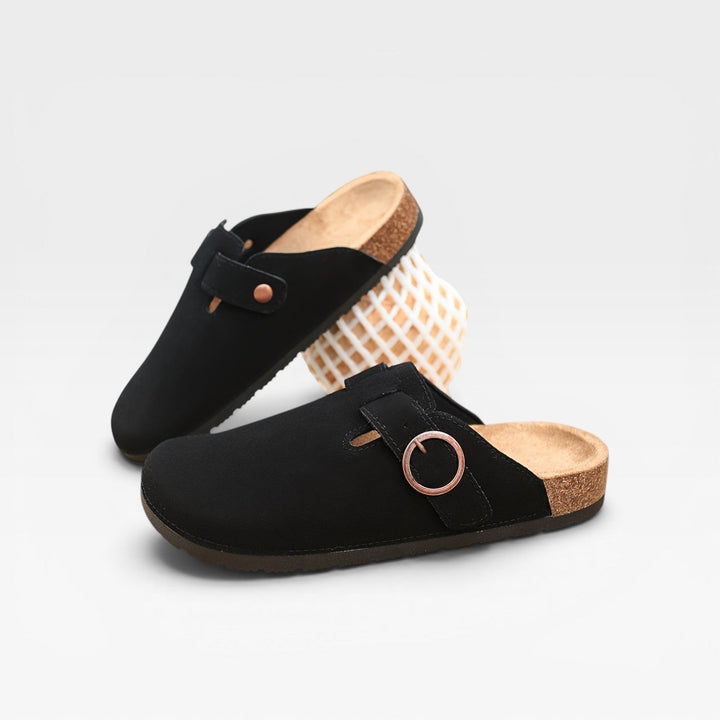 Men's Cork Clogs – Round Buckle Slip On Closed Toe Mules