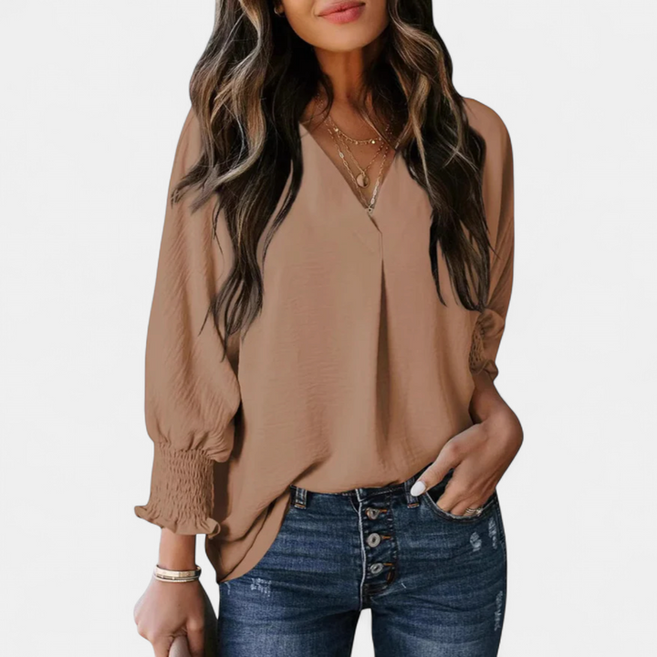 LEILA | Women's V-Neck Blouse Business Casual Top