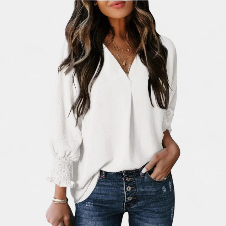 LEILA | Women's V-Neck Blouse Business Casual Top