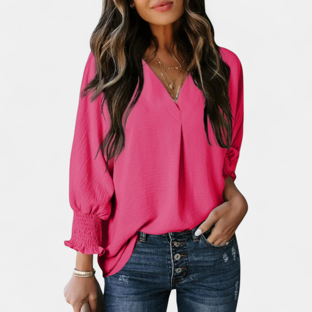 LEILA | Women's V-Neck Blouse Business Casual Top