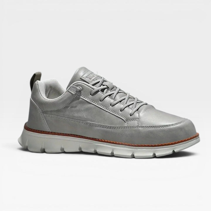 Men's Casual Leather Trainers – Lace Up Cushioned Everyday Sneakers