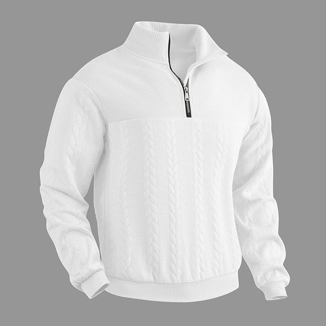 Cable Knit Quarter-Zip Jumper for Men