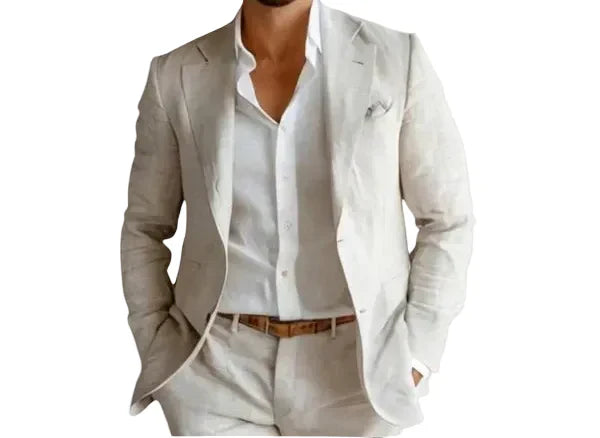Casual Linen Blazer with Notched Lapels and Patch Pockets