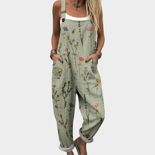Casual Woven Jumpsuit with Straps and Patch Pockets