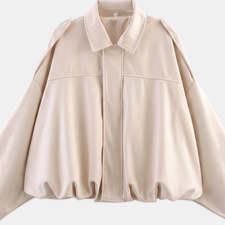 Women's Oversized Suede Bomber Jacket, Button Front