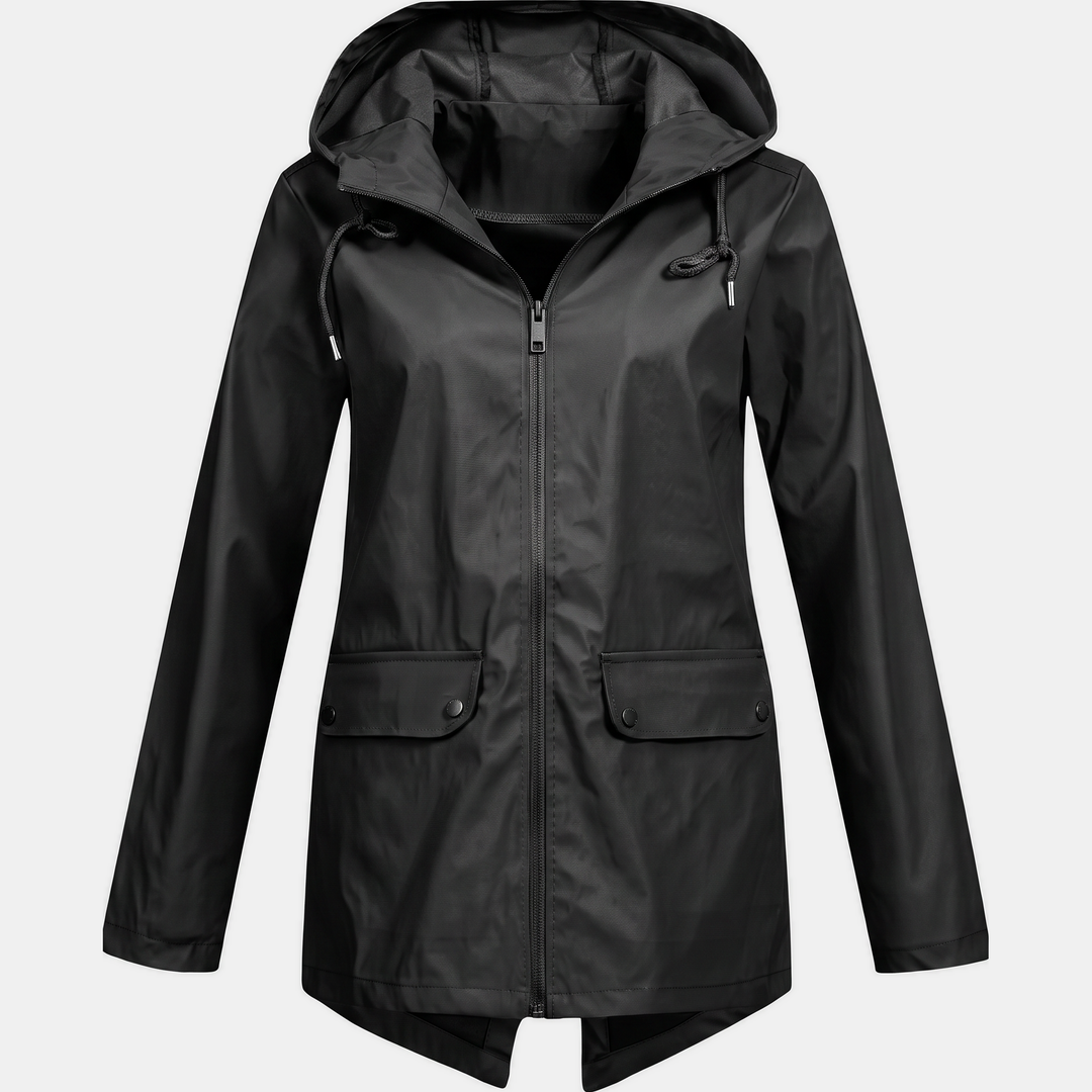 Women's Lightweight Waterproof Rain Jacket, Short Full Zip