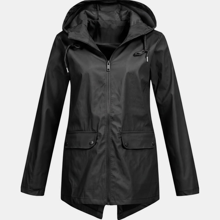 Women's Lightweight Waterproof Rain Jacket, Short Full Zip