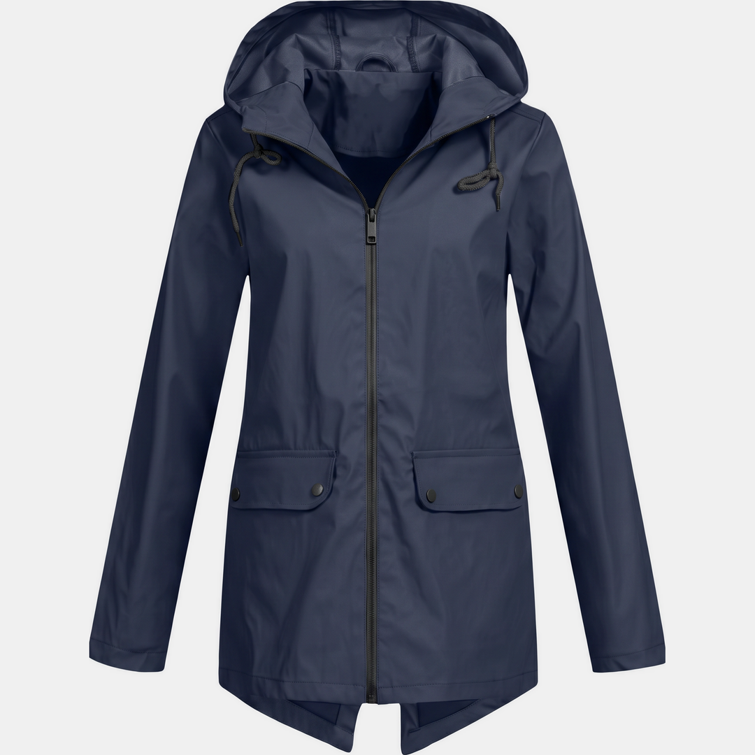 Women's Lightweight Waterproof Rain Jacket, Short Full Zip