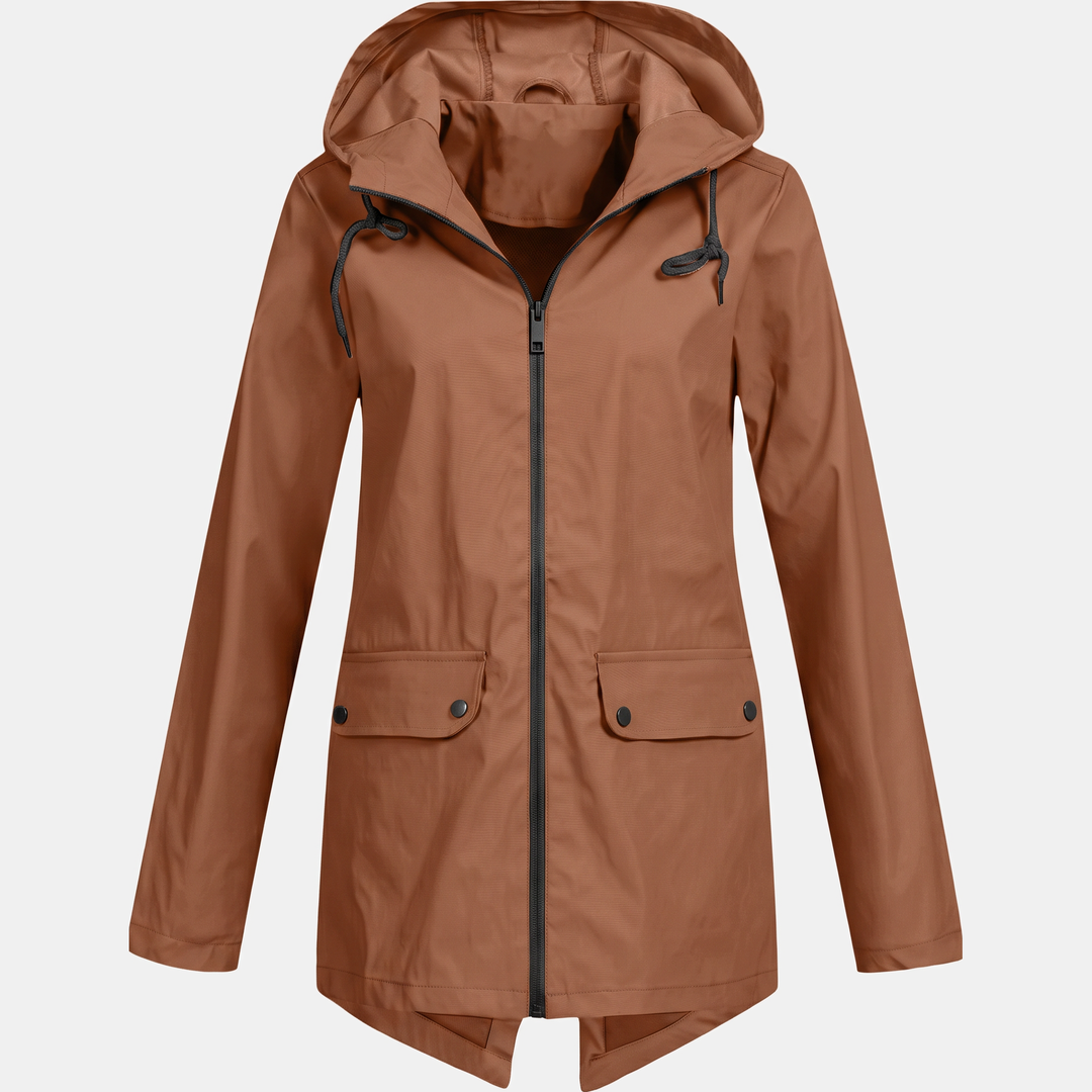 Women's Lightweight Waterproof Rain Jacket, Short Full Zip