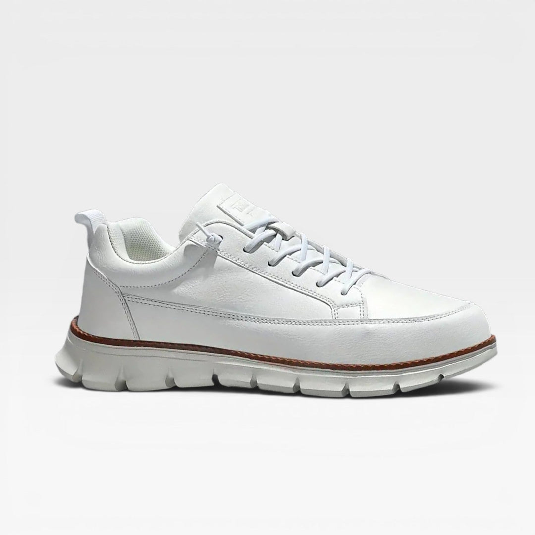 Men's Casual Leather Trainers – Lace Up Cushioned Everyday Sneakers