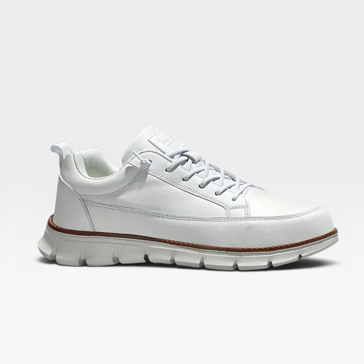 Men's Casual Leather Trainers – Lace Up Cushioned Everyday Sneakers